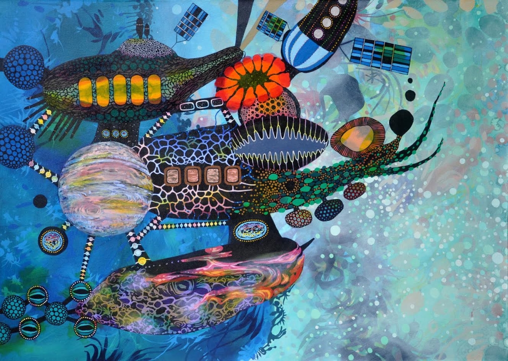 Satellite of Love, 30” x 42”, acrylic on canvas, 2014